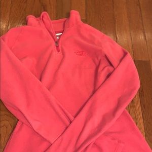 Pink fleece north face half zip